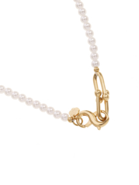 rose en camellia ketting parels platte sluiting