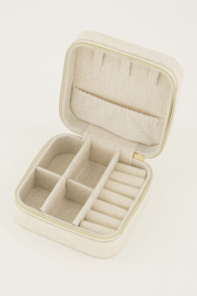 My Jewellery beige linnen look sieraden etui klein