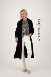 zusss lang boucle vest zwart