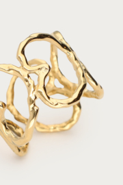 My jewellery Bold statement ring met open harten goud verstelbaar