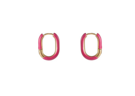 Go Dutch Label oorbellen | emaille ovaal pink goud