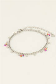 my jewellery armband | multikleur steentjes & muntjes zilver