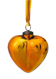 Pip studio ornament glass heart yellow 12.5cm