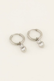 My Jewellery oorbellen | oorringen met dubbel hartje van strass zilver