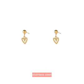 Go Dutch Label oorbellen heart stud - 14K