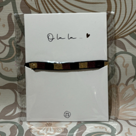Zusss mooimakers miyuki armbandje streepje port/goud/zwart