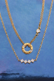 My Jewellery ketting | ketting met ronde bedel & strass hartje goud