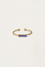 My jewellery Minimalistische ring met blauwe strass steentjes verstelbaar