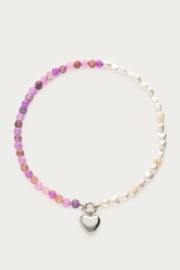 My jewellery Ketting imitatieparels & zoetwaterparels met paarse kralen zilver