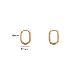 Go Dutch Label oorbellen | oval hoop 15mm goud