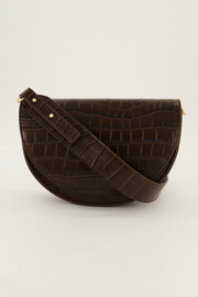 My Jewellery bruin half moon crossbody tas met croco print