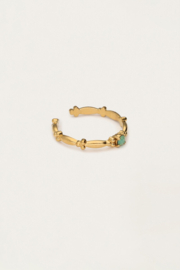 My jewellery Minimalistische vintage ring met mint groen strass verstelbaar