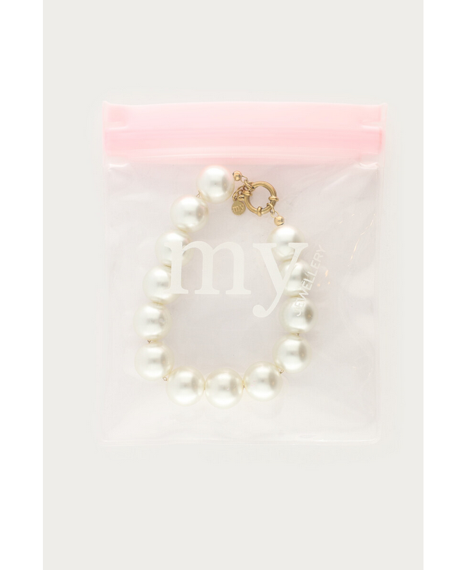 My Jewellery Armband met witte glas parels