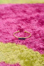 My jewellery Minimalistische ring met blauwe strass steentjes verstelbaar