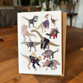 east end prints dinosaurs in 80s jumpers