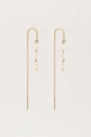 My jewellery Doortrek oorhangers met 3 parels goud
