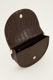 My Jewellery bruin half moon crossbody tas met croco print