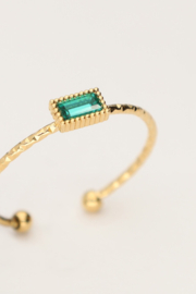 My jewellery Minimalistische ring met vierkante blauwe strass verstelbaar
