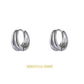 Go Dutch Label oorbellen Classic Doule Line Hoop zilver