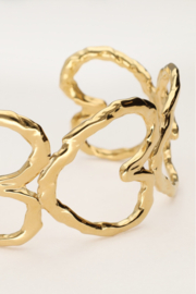 My jewellery Statement bangle met open harten zilver