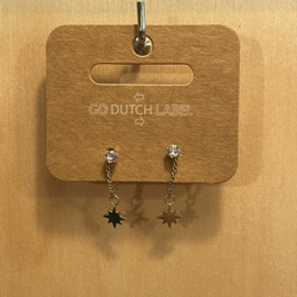 Go Dutch Label oorbellen | hangers sterretje steentje goud.