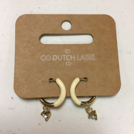 Go Dutch Label oorbellen | hangers wit met goud.