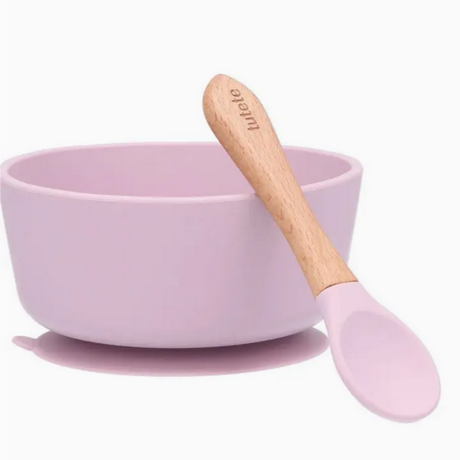 tutete babykom met zuignap met lepel lila
