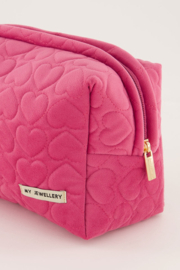 My Jewellery roze en rode toilettassen set met hartjes