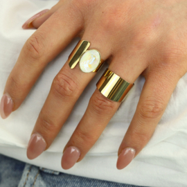Camps & Camps ring Swarovski Light Grey Oval Ring