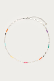My jewellery Ketting met munt & multikleur kralen zilver