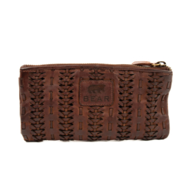 Bear Design gevlochten ritsportemonnee 'Vesper' | cognac