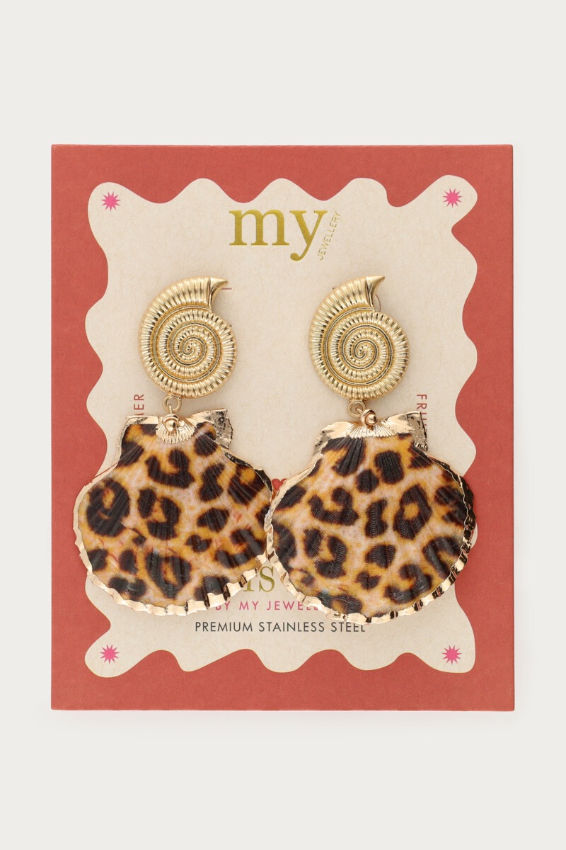 my jewellery oorbellen Mer oorhangers panterprint schelp