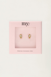 My jewellery oorbellen studs strass dots goud