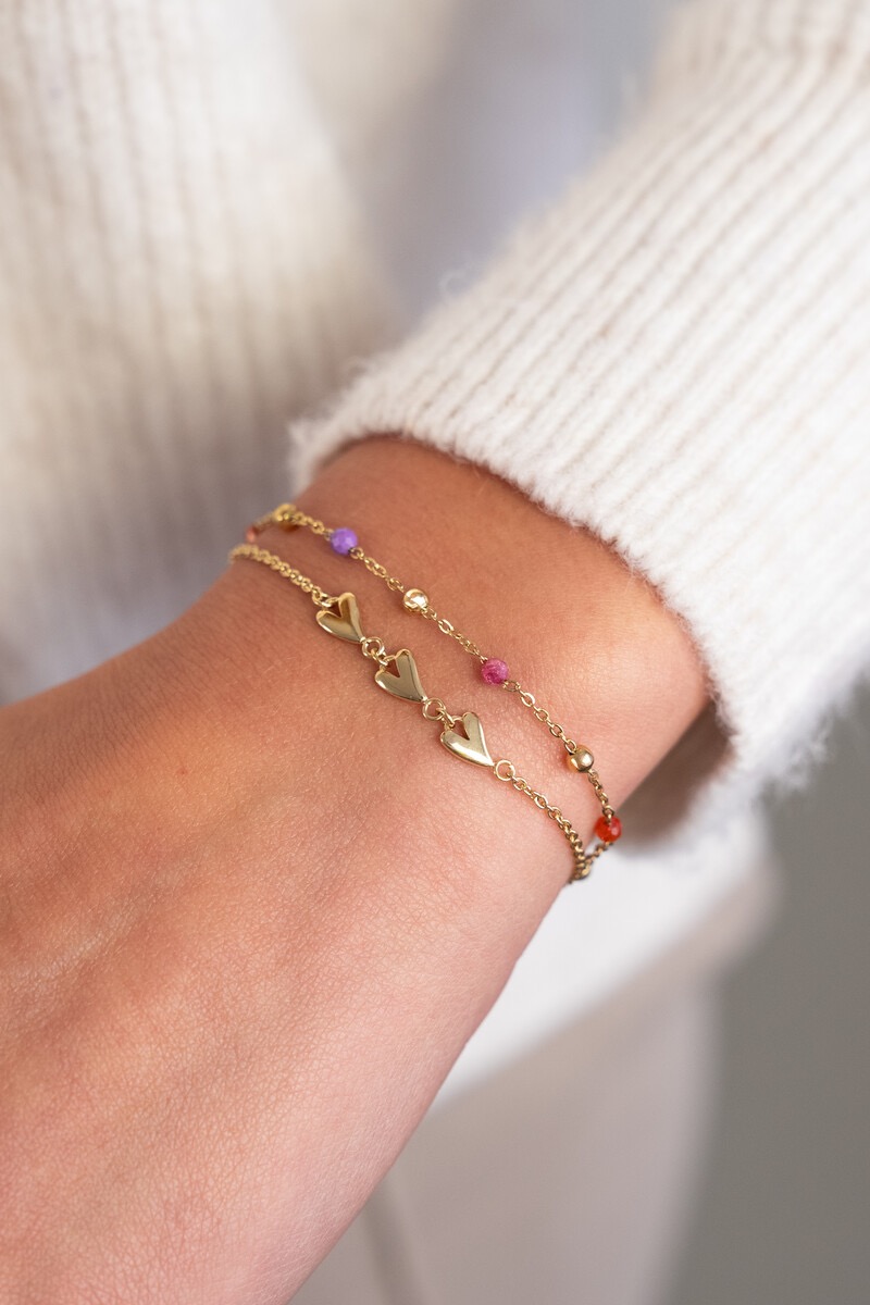 my jewellery Minimalistische armband met drie hartjes goud