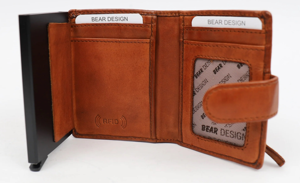 Bear Design portemonnee anti skim | cognac