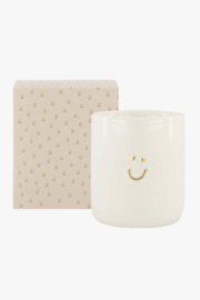 Zusss keramieken geurkaars in doosje linnen smile wit