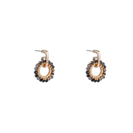 Go Dutch Label oorbellen | small beads circle black mix