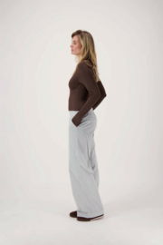 zusss corduroy broek met elastaan midden grijs