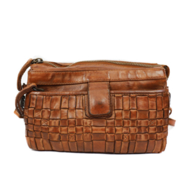 Bear Design schoudertasje/clutch 'Sofia'| cognac gevlochten