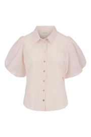 zusss blouse met ballon mouw wit lichtroze