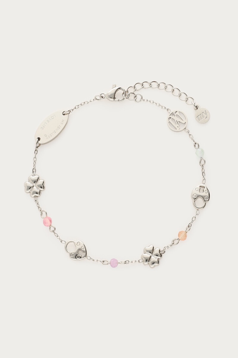 my jewellery Armband met klaver & slotje zilver