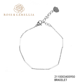 rose & camellia armband schakeltje-stokje zilver