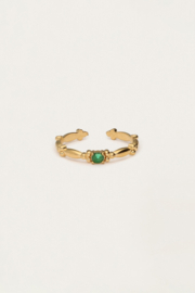 My jewellery Minimalistische vintage ring met groen strass verstelbaar