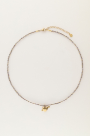 My jewellery Sunrocks paarse koord ketting met cupido hartje goud