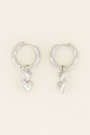 My jewellery oorbellen zilver dubbel hartje