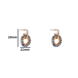 Go Dutch Label oorbellen | small beads circle blue mix