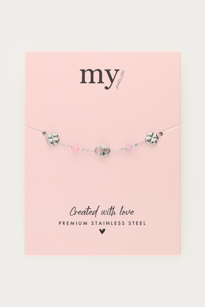 my jewellery Armband met klaver & slotje zilver