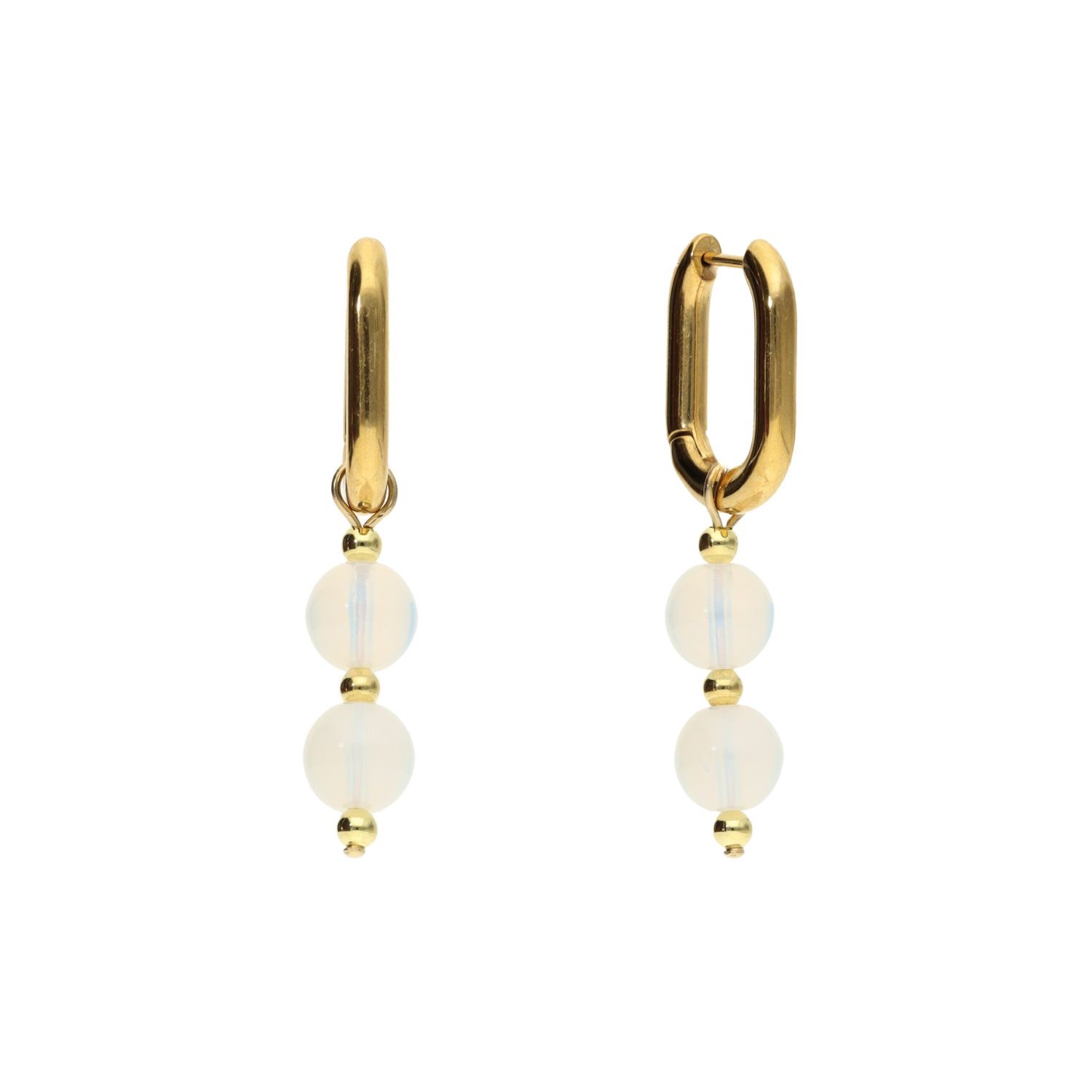 camps & camps oorbellen Glass White Opal