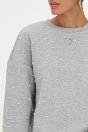 My Jewellerygrijze oversized sweater met parels