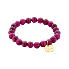 biba armband natuursteen kralen Red Fuchsia Tiger Eye